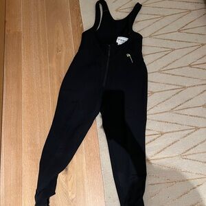 Black vintage Zip-Front ski Jumpsuit with Front Zip
